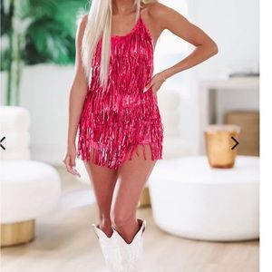 Sequence fringe romper